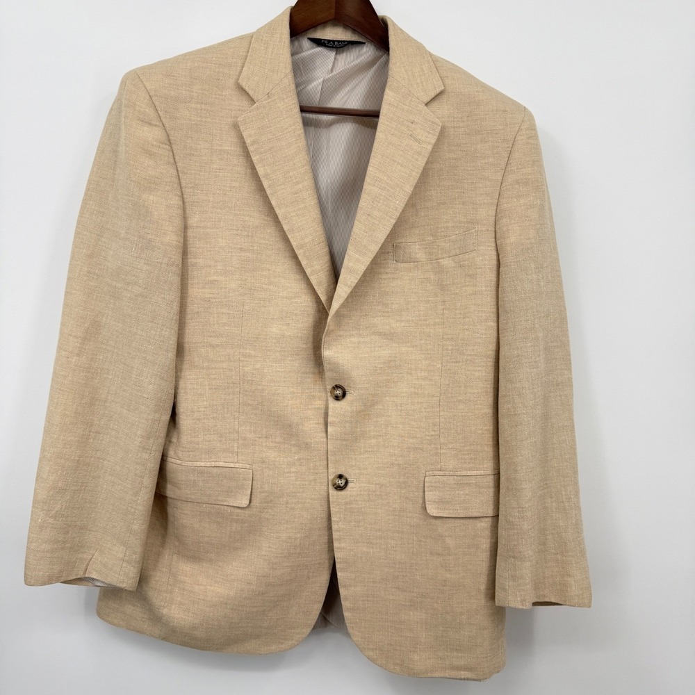 Jos A Bank Mens 40R Tan Linen Wool 2-Button Sport Coat Blazer Old Money Wedding